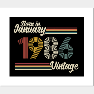 Vintage Born in January 1986 Posters and Art